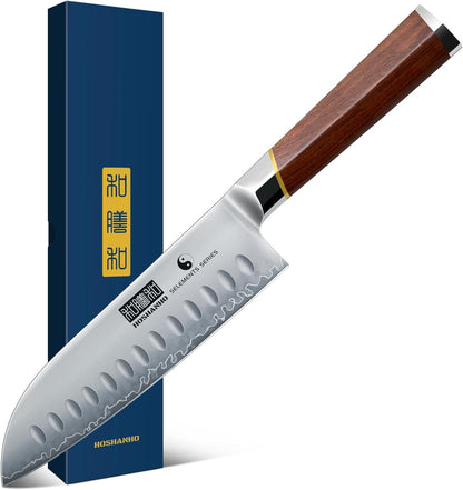 HOSHANHO Fillet Knife 7 Inch, Professional Japanese Super Steel Boning Knife for Meat Chicken Cutting, Japanese Fish Fillet Knife with Ergonomic Red Sandal Wooden Handle