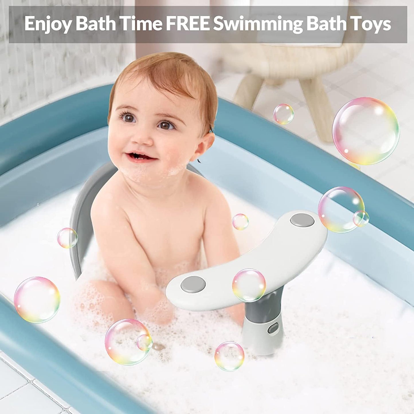 Baby Bath Seat, Portable Babies Bathtub Seat Bath Shower Chair with 4 Secure Suction Cups Water Thermometer Non–Slip Soft Mat, Bath Chair for Baby 6-36 Months, (Grey)