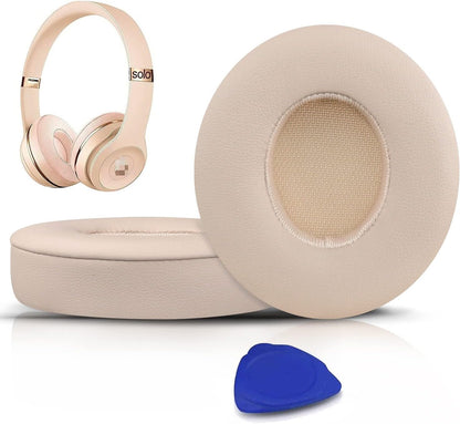 SoloWIT® Ear Pads Cushions Replacement, Earpads for Beats Solo 2 & Solo 3 Wireless On-Ear Headphones with Soft Protein Leather, Stronger Adhesive, Noise Isolation Memory Foam - Black