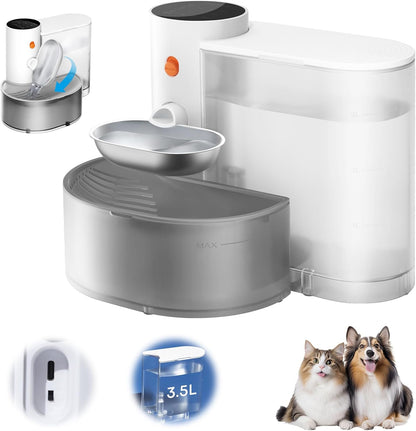 Cat Water Fountain Stainless Steel Cat Water Dispenser Wireless 3L/101oz Automatic Smart Pet Water Fountain Indoor