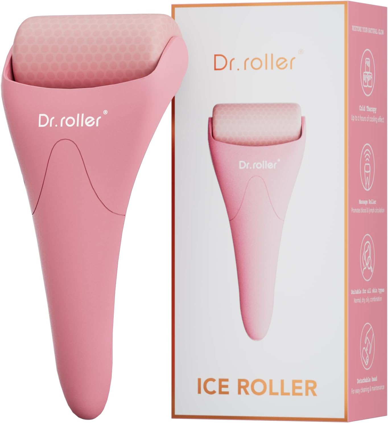Ice Roller, Ice Roller for Face & Eye, Ice Face Roller for Women Skin Care Massage Tool Relieve Puffiness Reduce Pain Relief and Tightens Pore (Pink)