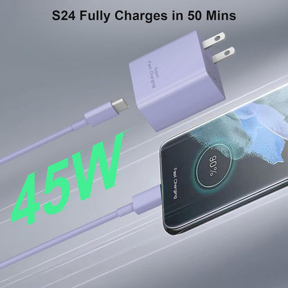 45W Super Fast Charger Type C, 2-Pack 45W USB C Charging Block with 10ft USB C to Type C Cables for Samsung Galaxy S25 S24+/UltraS23/S22/S21/S20/Note10/20 iPhone 16/15 Pro,Pro Max