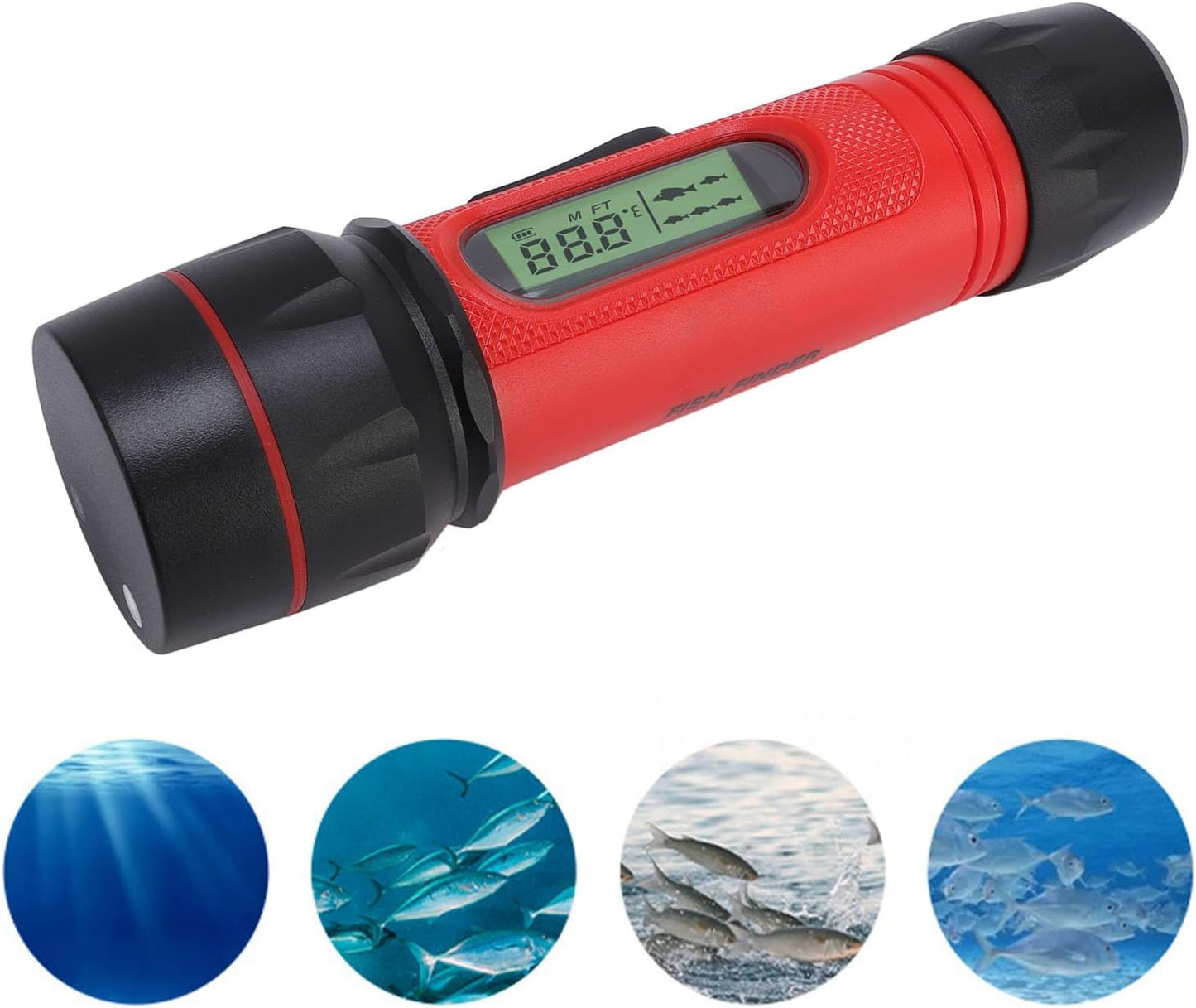PUSOKEI Sonar Fish Finder, Portable Handheld Fish Depth Finder with LCD Screen and 45 Degree Detection Angle, for Kayak Boat Ice Fishing Water Proof IP68