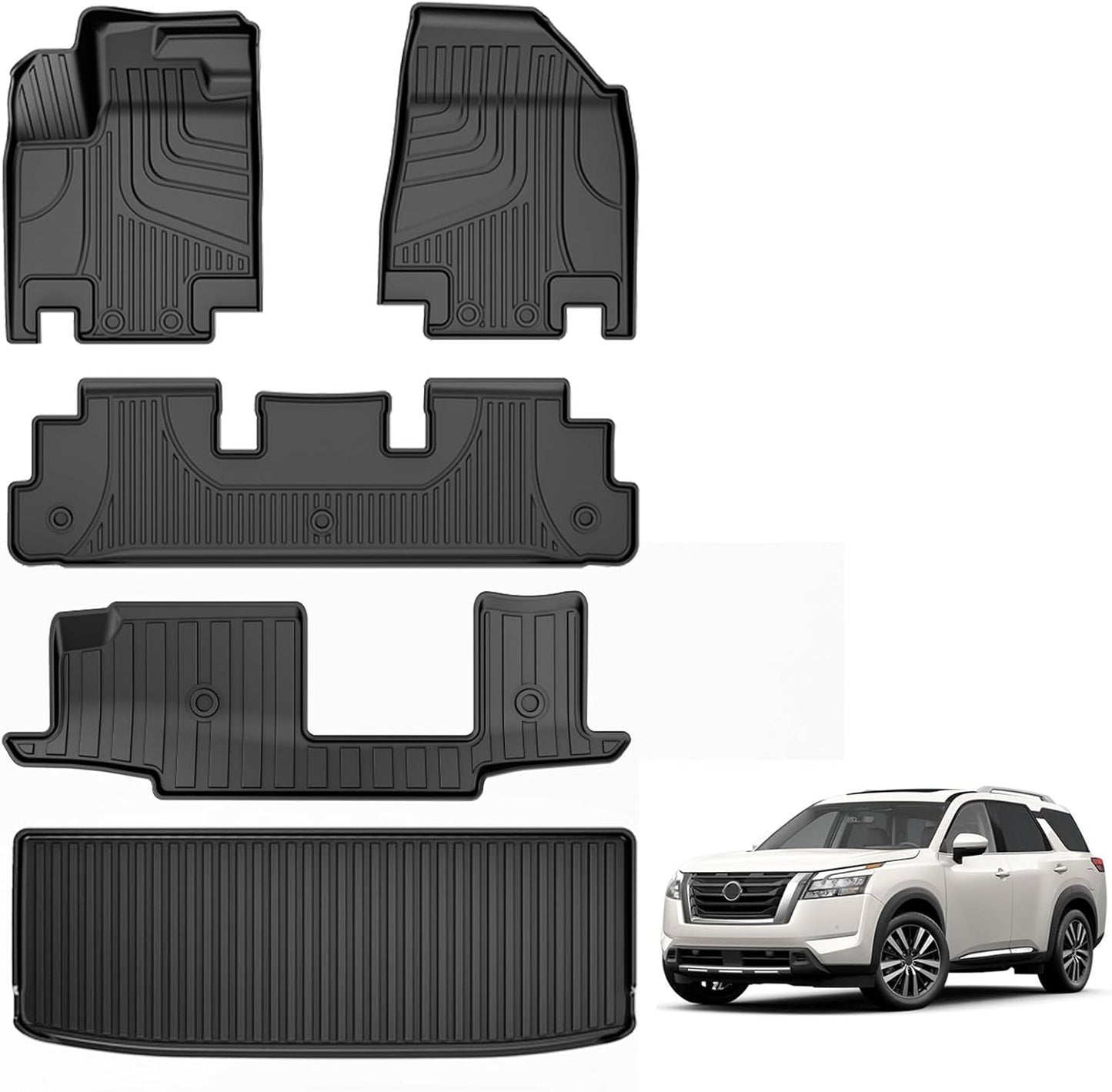 AOMSAZTO Floor Mats & Trunk Mat for 2024 2025 Chevy Equinox EV (Non Fuel),TPE All Weather Protection 2 Rows Car Floor Liners with Cargo Liner for Chevrolet Equinox EV (Non Fuel)