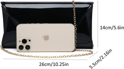 MUDUO Patent Leather Envelope Clutch Purse Shiny Candy Foldover Clutch Evening Bag for Women (7018-Silver)