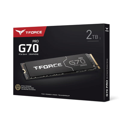TEAMGROUP T-Force G70 PRO Graphene Heatsink 2TB DRAM SLC Cache 3D TLC NAND NVMe InnoGrit PCIe Gen4x4 M.2 2280 Gaming Internal SSD Works with PS5 Read/Write 7400/6800 MB/s TM8FFH002T0C129