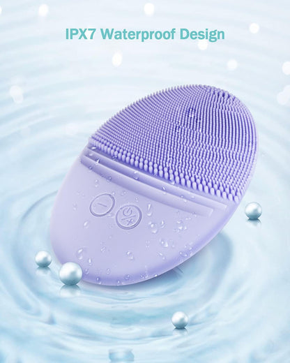 EZBASICS Sonic Facial Cleansing Brush Made with Ultra Hygienic Soft Silicone, Waterproof Sonic Vibrating Face Brush for Deep Cleansing, Gentle Exfoliating and Massaging, Inductive Charging Blue