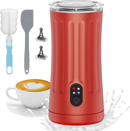 Electric Milk Frother, 4-in-1 Milk Steamer and Frother, 8.1oz/240ml Automatic Warm and Cold Foam Maker, Auto Shut-Off Frother for Coffee, Latte, Cappuccino, Macchiato(Black)