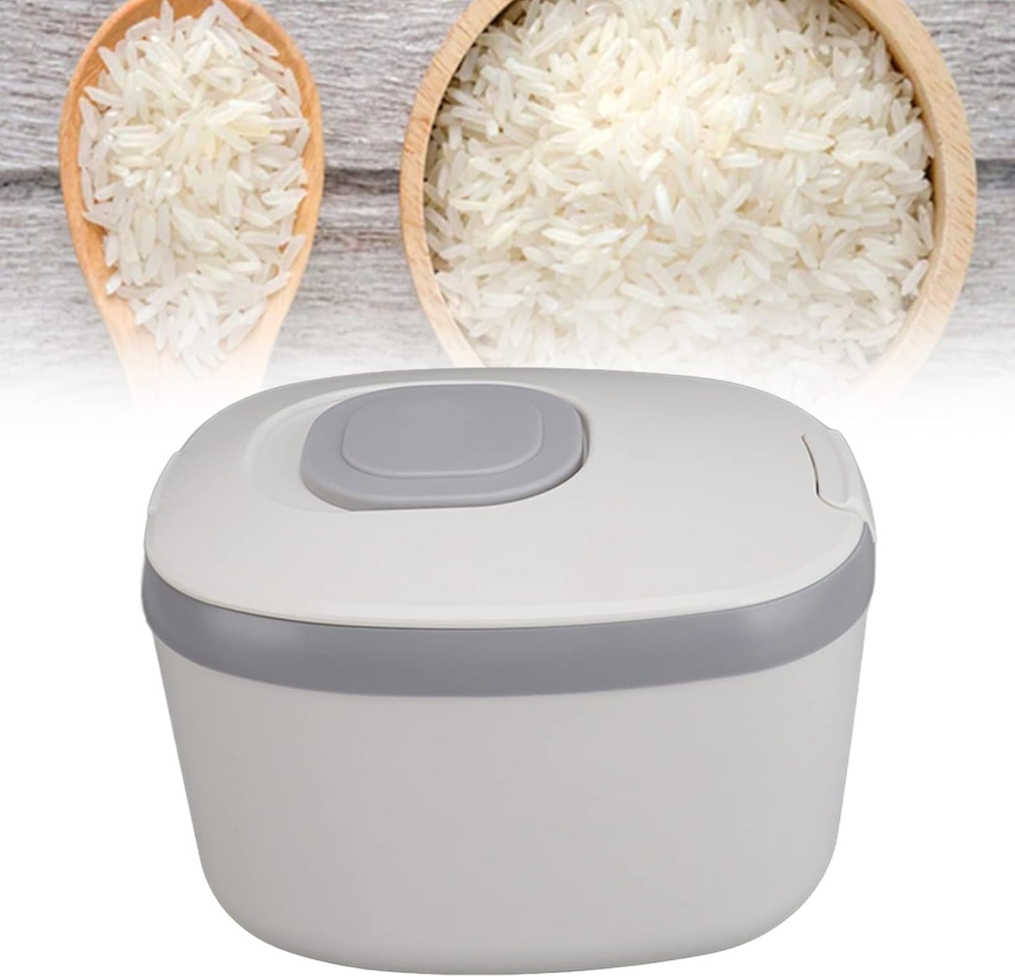 Rice Container, Bug Proof Rice Storage Bin, Odorless Airtight Rice Box with Clear Window for Grains Sugar Flour (S Gray (5kg/11.0lb))