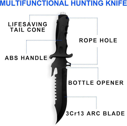 CLYZSTU Hunting Knife,Fixed-Blade Hunting Knives Multifunctional Survival Knife,5.7 Inch Blade Strong and Sharp Stainless Steel with Nylon Sheath For Outdoor Hunting Camping Fishing Hiking Self Defenses Field Survival S006B