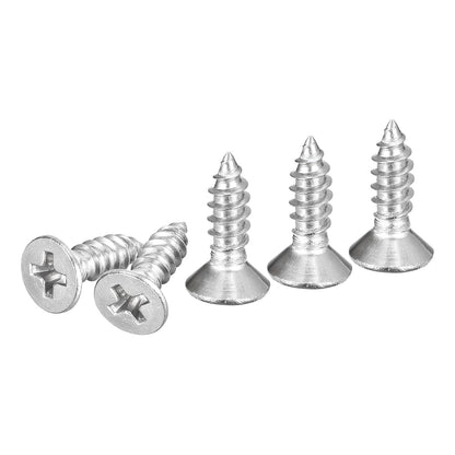 DTGN 100Pcs #8x1 Flat Head Wood Screws, 304 Stainless Steel Phillips Self Tapping Screws - Good for Woodworking, Furniture - Silver