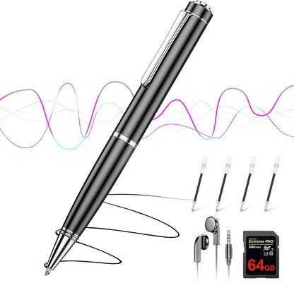 64GB Voice Recorder, Digital Voice Activated Recorder with Playback for Lectures Meetings, Dictaphone Recording Device, Tap Recorder with Noise Reduction Interviews - 1536Kpbs