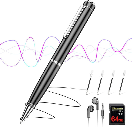 64GB Voice Recorder, Digital Voice Activated Recorder with Playback for Lectures Meetings, Dictaphone Recording Device, Tap Recorder with Noise Reduction Interviews - 1536Kpbs