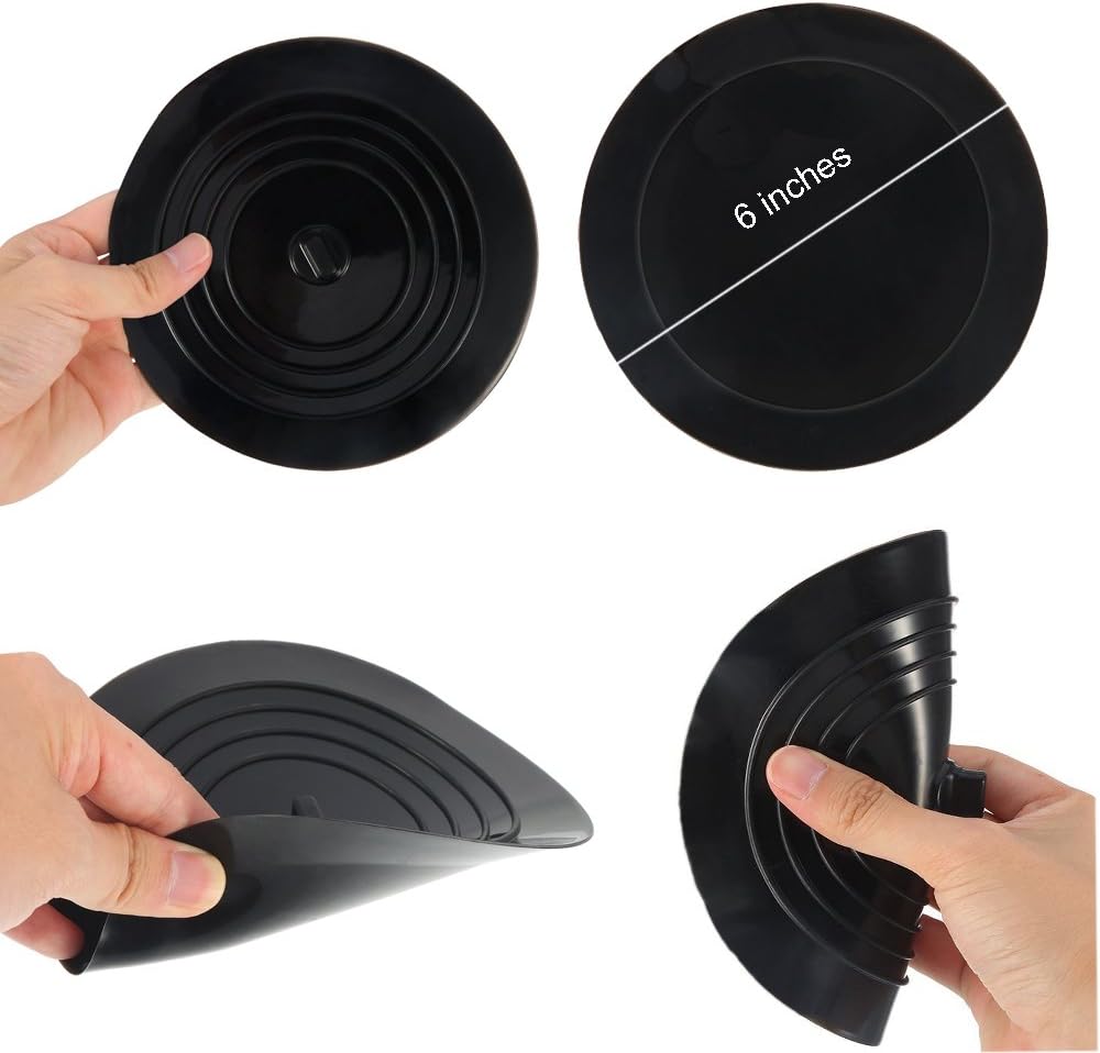 V-TOP Tub Stopper 2 Pack, 6 inches Large Silicone Drain Plug Hair Stopper Flat Suction Cover for Kitchen Bathroom Accessories and Laundry