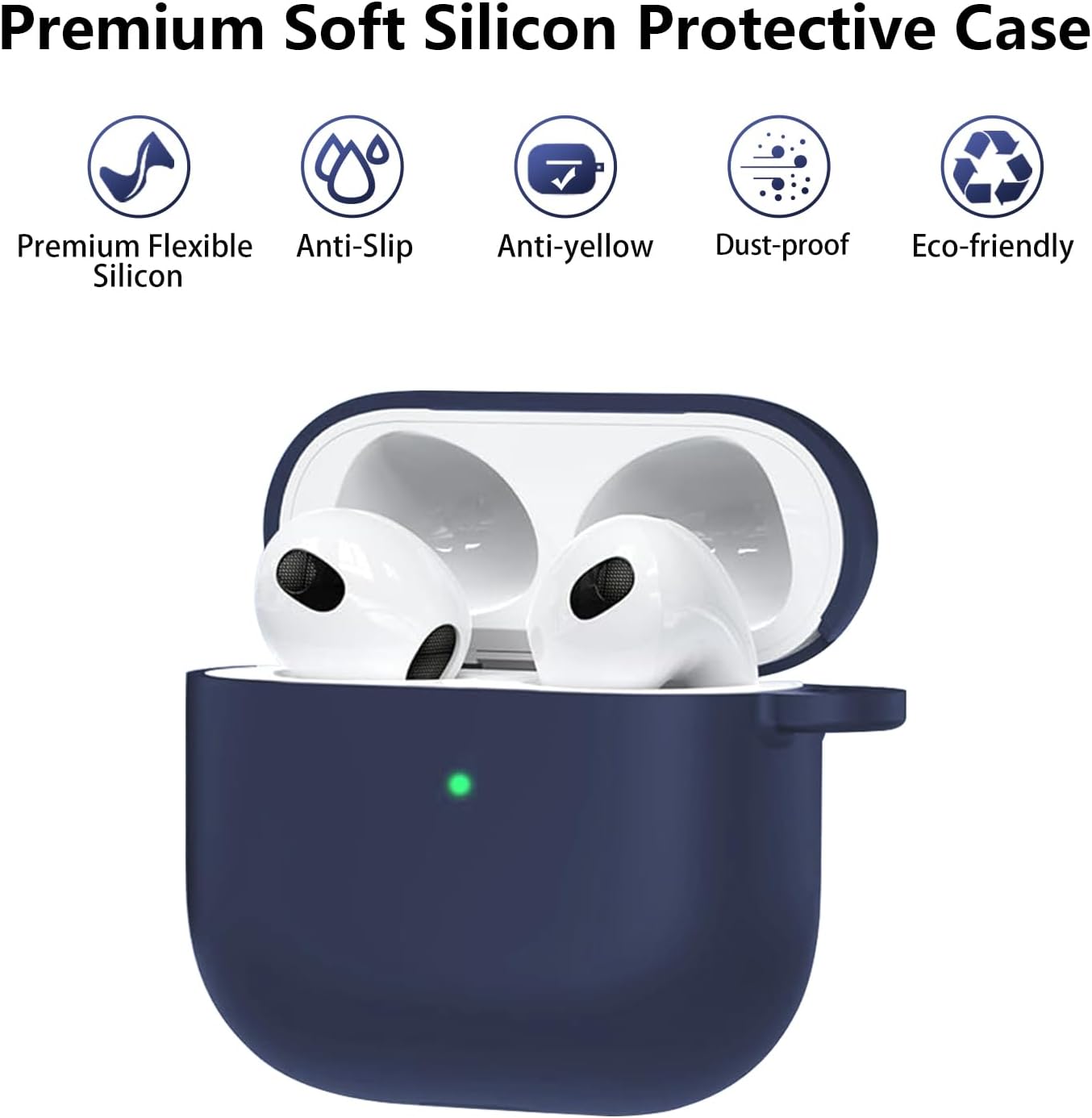 Aircawin for Airpods 4 Case Cover,Shockproof Case for Airpods 4th Generation Case Cover 2024,Premium Silicon Case with Keychain and Cleaing Pen for Airpods 4 Gen, Wireless Earphone Accessories-Blue