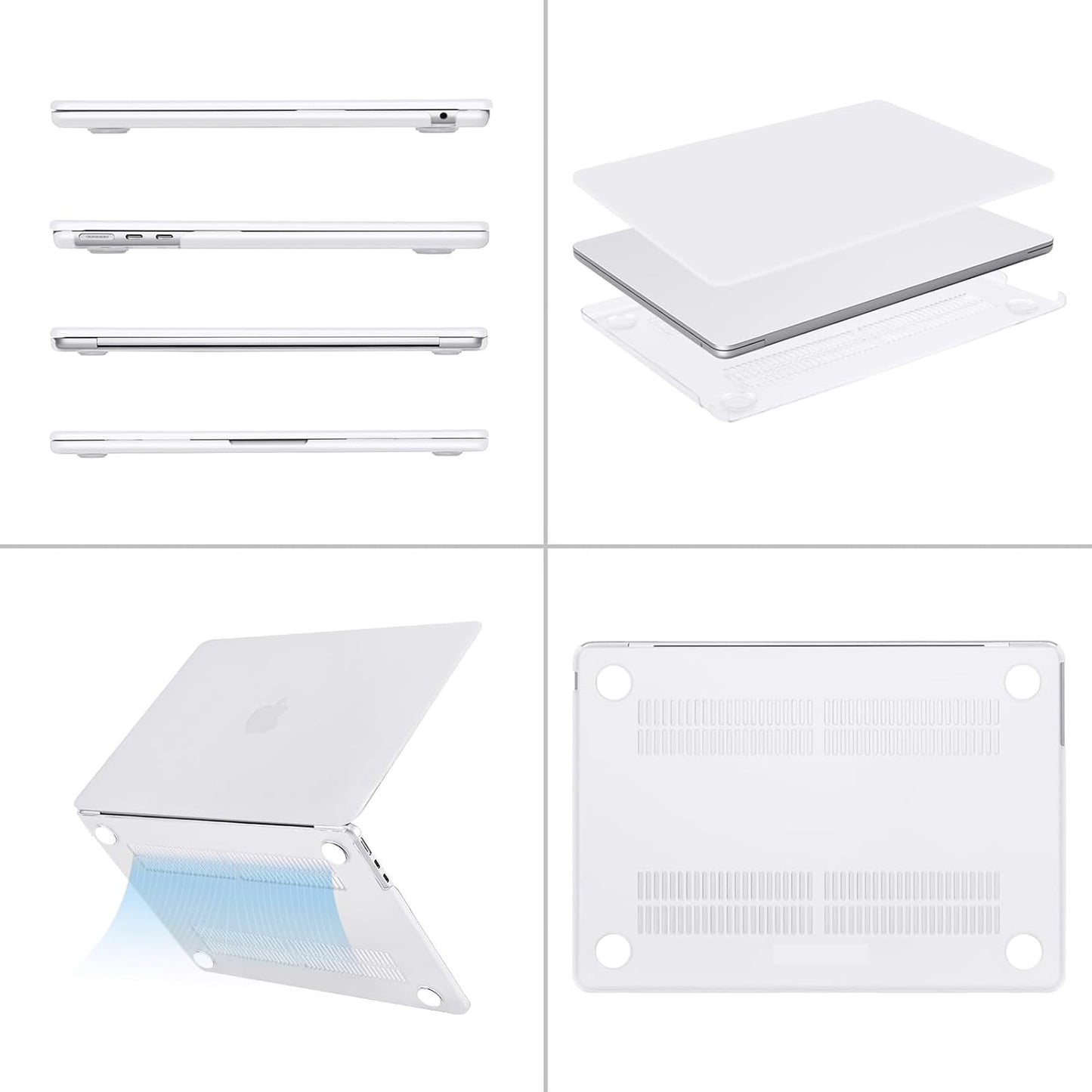 MOSISO Compatible with MacBook Air 13 inch Case 2025 2024 2023 2022 M4 A3240 M3 A3113 M2 A2681, Plastic Hard Shell&Keyboard Cover&Screen Film&Pouch for MacBook Air 13.6 inch Case, Crystal Clear