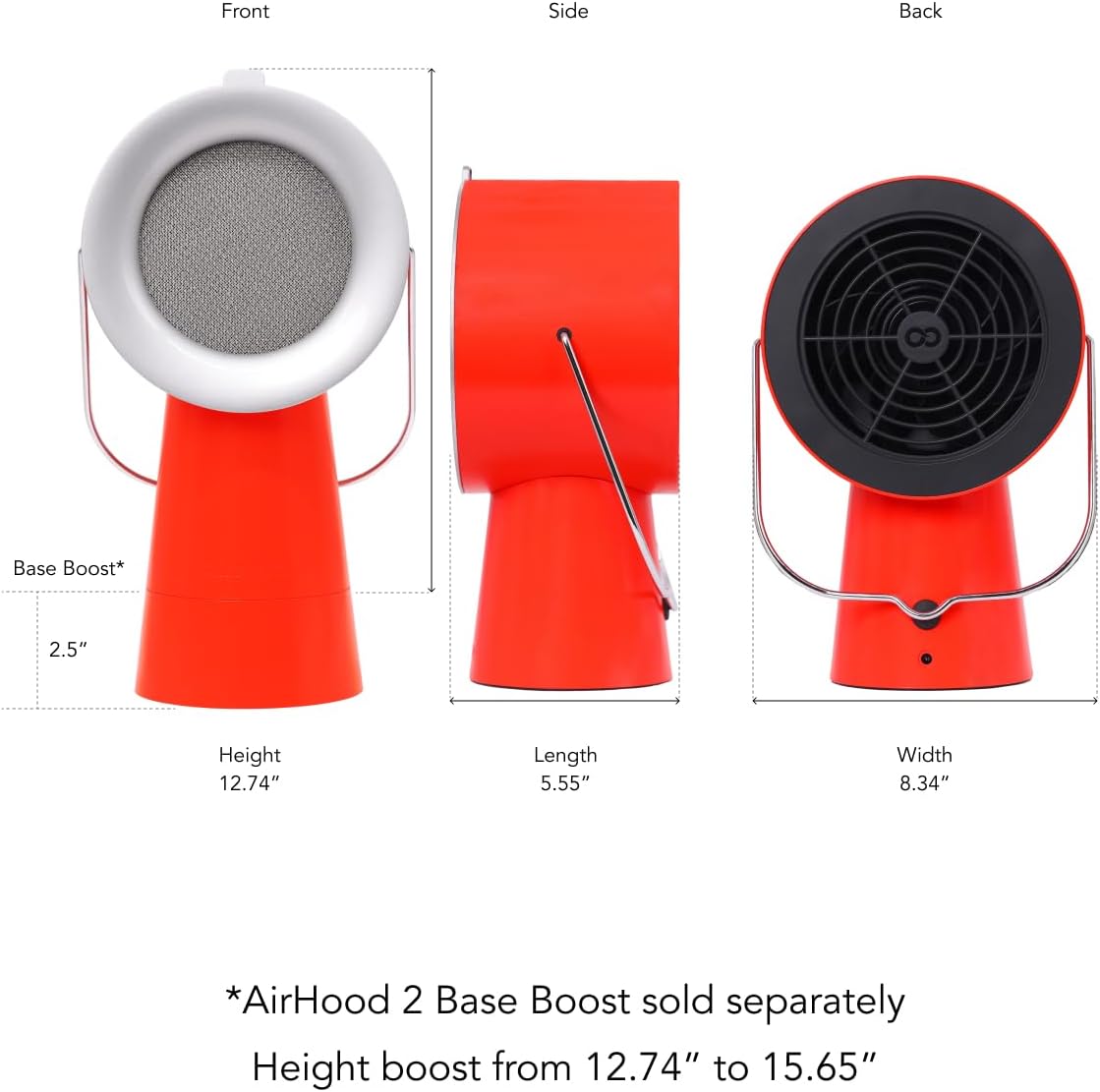airhood Portable Range Hood 2 | Corded & Cordless Design (Battery Purchased Separately) | Enhanced Airflow & LED Touch Panel – Perfect for Indoor Cooktops & RV Vents - Cadmium Orange