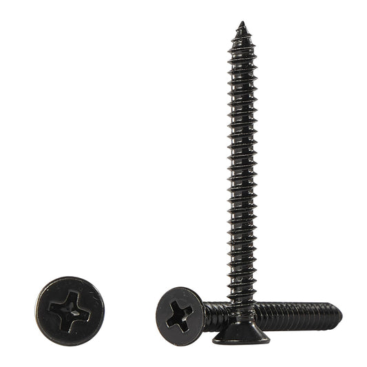 #4 * 2" Wood Screws, Flat Head Phillips Black Stainless Steel, 100Pcs Corrosion Resistant for Wood, Drywall Applications, and Outdoor Use