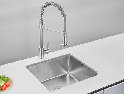 MENATT 20-inch Undermount Kitchen Sink, SUS304 Stainless Steel Handmade Single Bowl Kitchen Sink with Sink Strainer (Brushed), 20"x16"x9"