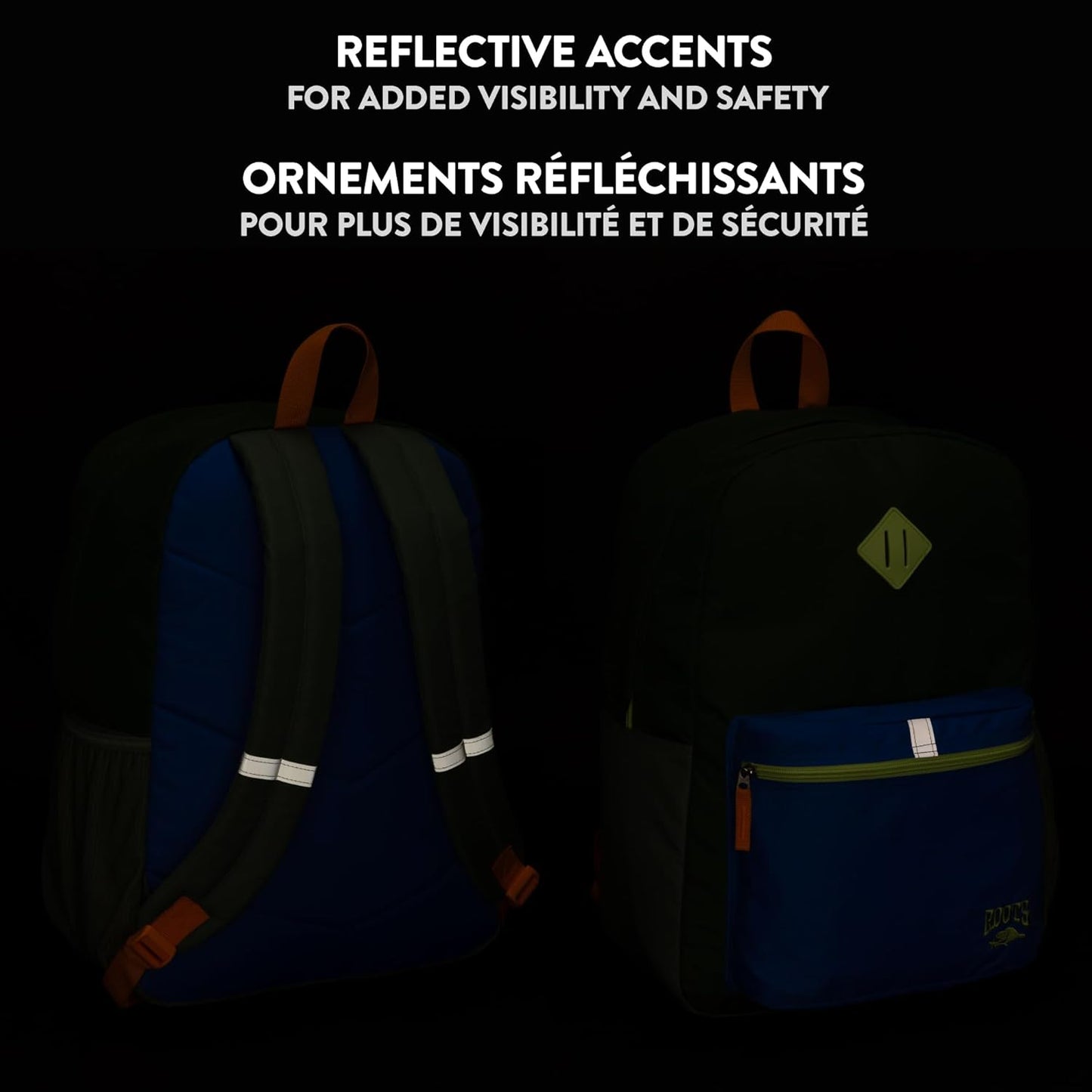 Roots Teen Lightweight Backpack — Made from Recycled Polyester with 15.6" Laptop Compartment, Rain Flap, Bottle Pocket, Reflective Accent, and Back Padding — 34L, Black