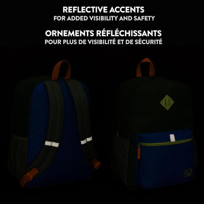 Roots Teen Lightweight Backpack — Made from Recycled Polyester with 15.6" Laptop Compartment, Rain Flap, Bottle Pocket, Reflective Accent, and Back Padding — 34L, Black