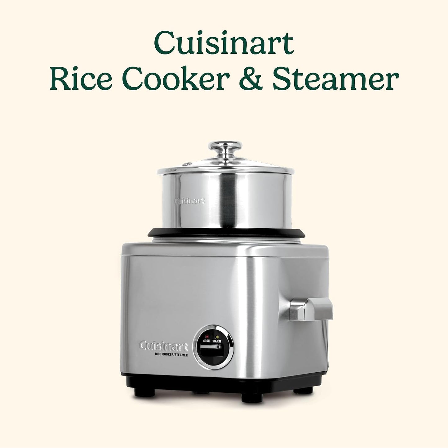 Cuisinart Rice Cooker, 4-Cup, Cook & Warm, Dishwasher-safe Removable Parts (CRC-400C)