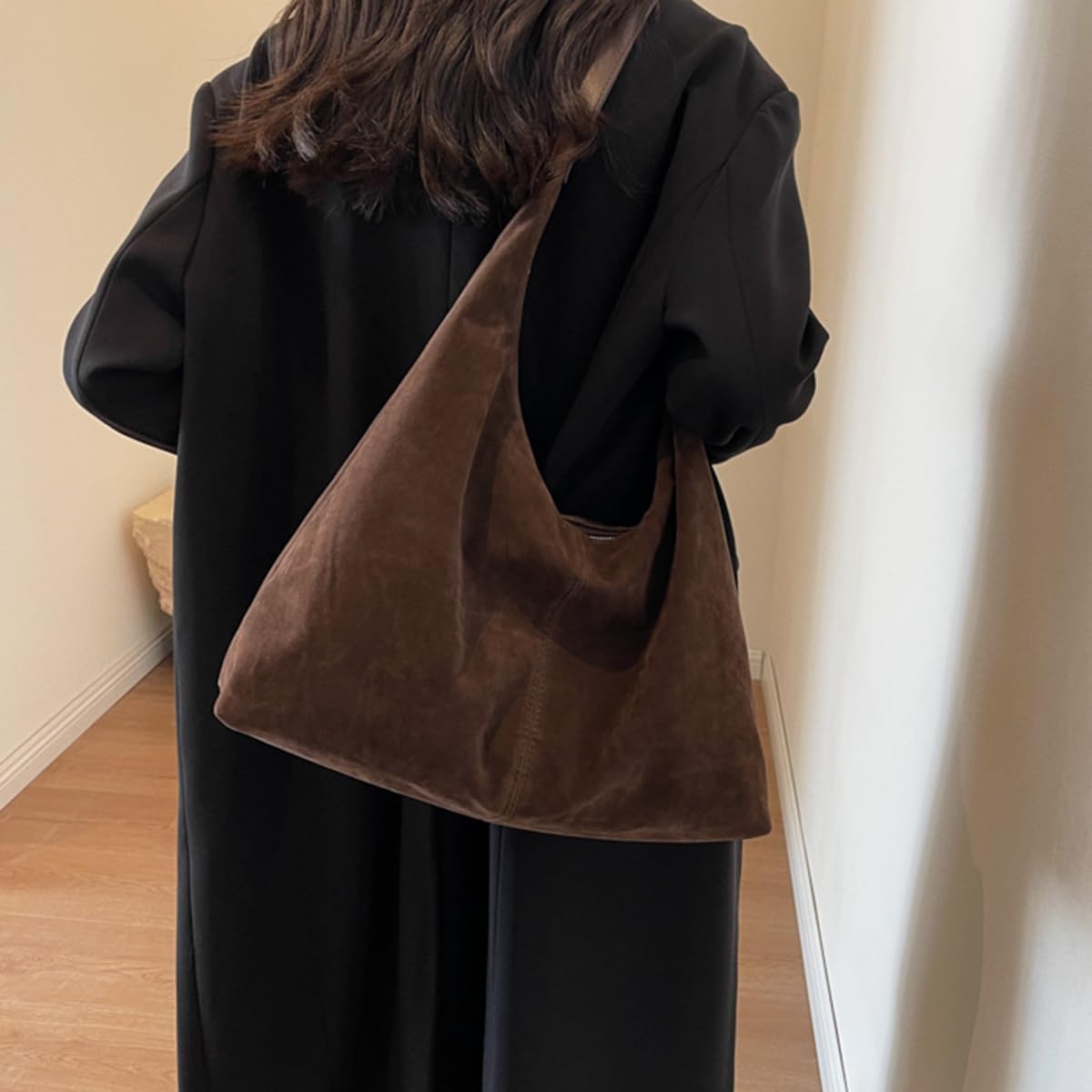 Purilite Select | Retro Faux Suede Hobo Bag | Fall/Winter Shoulder Bag 2025 | Trendy Office, Travel & Work Purse