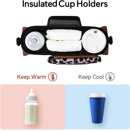 Universal Stroller Organizer with Insulated Cup Holder by Momcozy - Detachable Phone Bag & Shoulder Strap, Fits for Stroller like Uppababy, Baby Jogger, Britax, BOB, Umbrella and Pet Stroller