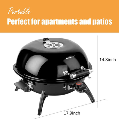 Electric BBQ Grill, Techwood 15-Serving Indoor/Outdoor Electric Grill for Indoor & Outdoor Use, Double Layer Design, Portable Removable Grill, 1600W (Tabletop Grill, Black)