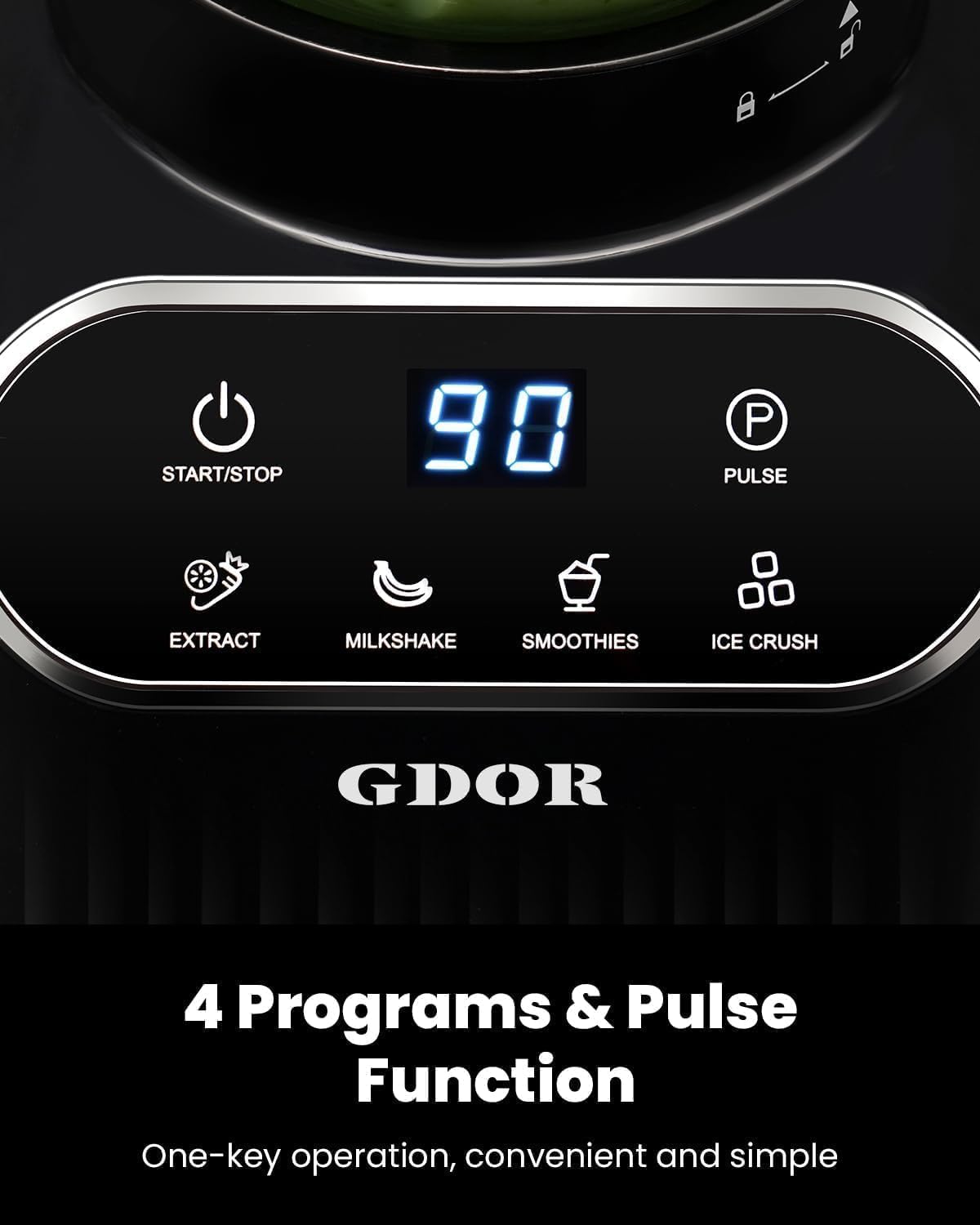 GDOR Blender 1200W, 5 Programs Smoothie Blender with Glass Jar & To-Go Cup
