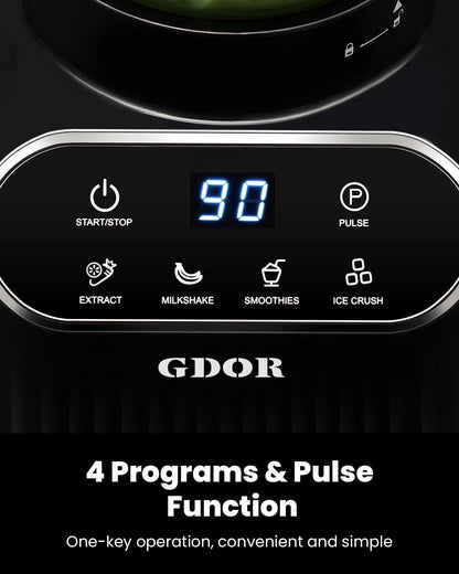 GDOR Blender 1200W, 5 Programs Smoothie Blender with Glass Jar & To-Go Cup