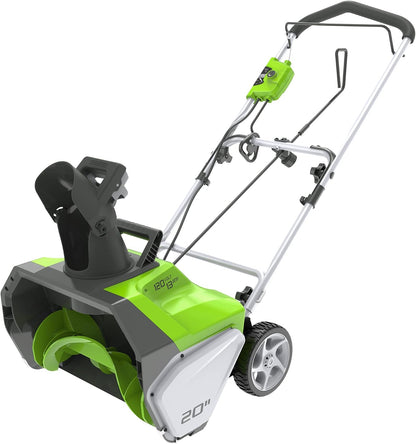 Greenworks 13 Amp 20-Inch Corded Electric Snow Blower-Walk-Behind Snow Thrower with 180° Adjustable Chute & 30FT Throwing Distance & 8" Clearing Depth, Ideal for Driveway, Walkway & Yard Snow Removal