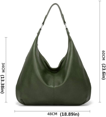 Ashioup Hobo Bags for Women Soft PU Leather Shoulder Bag Vintage Slouchy Handbag with Zipper