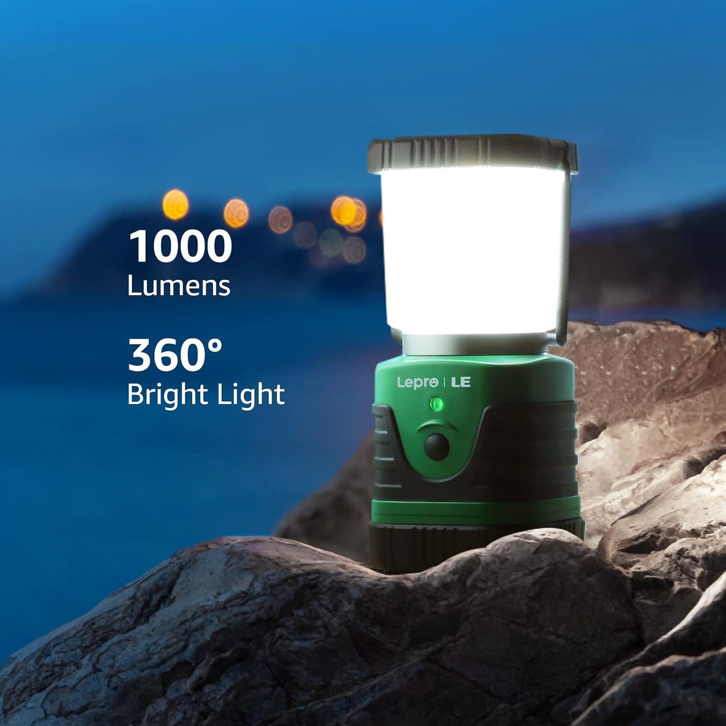 Lepro Rechargeable LED Camping Lantern, 1000LM Camping Light, 4400mAh Battery, 4 Modes Waterproof Tent Lamp for Emergency, Power Outage, Hurricane Survival Gear, USB Cable Included
