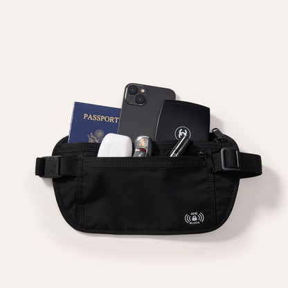 Pander Unisex RFID Anti Theft Waist Pouch Money Belt for Travel, Blocking Hidden Wallet Belt Bag for Women, Protects Your Valuables and Data (Black).