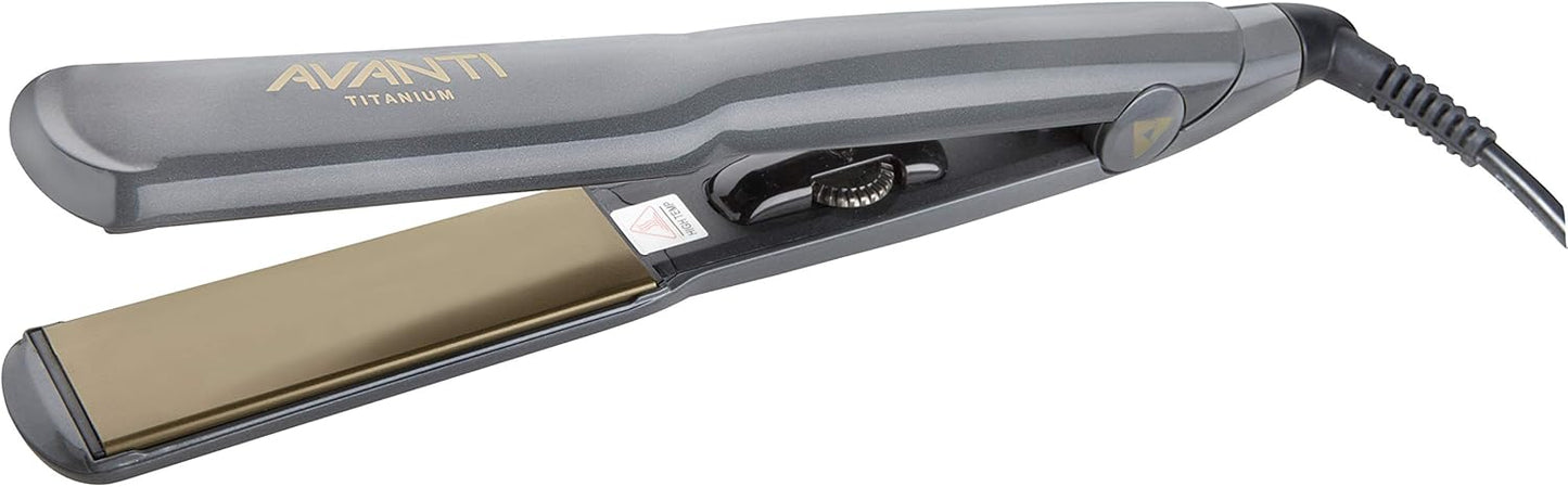 Avanti High Heat 1.25 inch Titanium Hair Straightener Dual Voltage Flat Iron for Hair Straightening Smoothing or Curling Fer Plat
