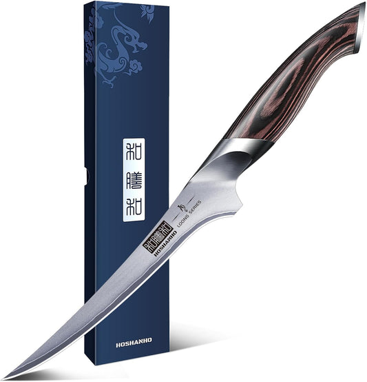 HOSHANHO Fillet Knife 7 Inch, Super Sharp Boning Knife in High Carbon Stainless Steel, Professional Japanese Fish Knife for Meat Poultry Cutting
