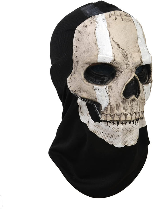RRANYF Creepy Halloween Full Head Skull Mask with Movable Jaw, Adult Entire Head Realistic Latex Helmet, Scary Skeleton - PuriLite