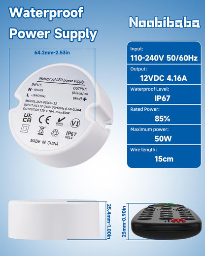 12V Power Supply 50W, IP67 Waterproof LED Transformer 120V to 12V DC for G4 MR11 MR16 LED Light, 12 Volt Power Supply LED Driver for LED Strip Lights
