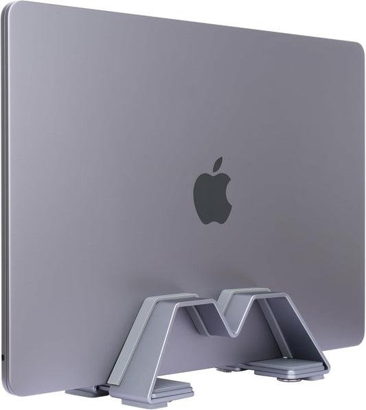 Adjustable Vertical Laptop Stand for Desk | Aluminum Space-Saving Laptop Holder with Anti-Slip Protection for Laptops up to 17 Inches