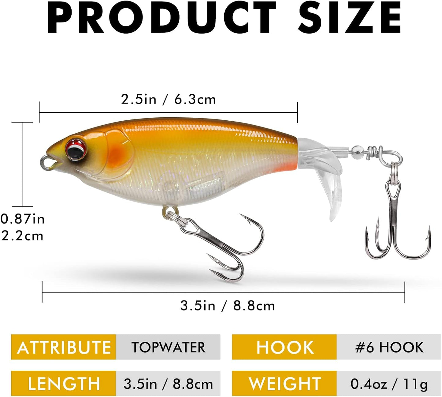 TRUSCEND PoPobait with BKK Hooks, Top Water Plopper Fishing Lures for Bass Walleye Pike Catfish Musky Perch, Floating Lure for Freshwater or Saltwater, Amazing Teasers Fishing Gifts for Family Fishing