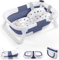 Baby BathTub, 4-in-1 Newborn to Toddler Tub with Temperature Sensor,Infant Waterproof Ear Cap and Soft Cushion included,Blue
