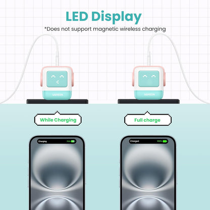 UGREEN Uno 65W USB C Charger, Nexode Robot GaN Fast Charger Block 3-Port, Compact Wall Charger Power Adapter for MacBook Pro/Air, iPhone 15 14 Pro, Galaxy S23 Ultra, Pixel 8, iPad, Steam Deck, Purple