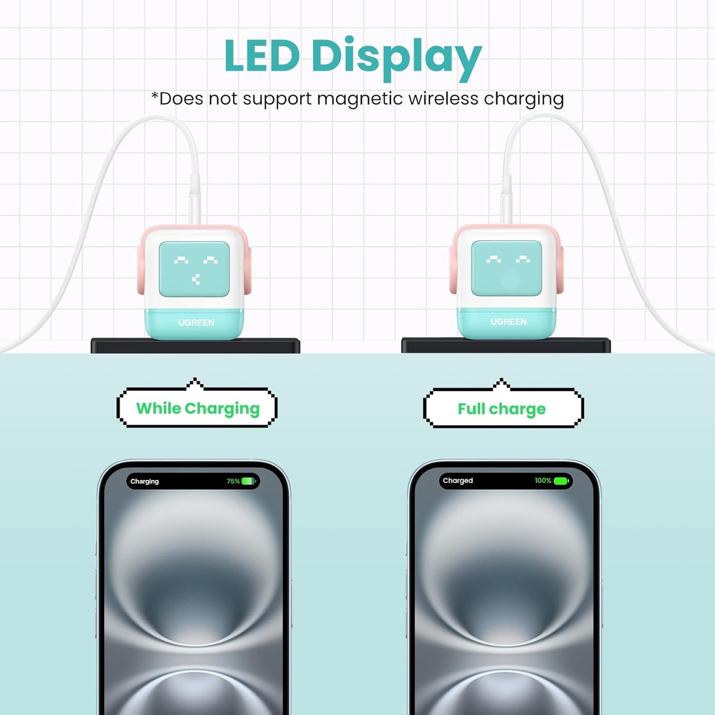 UGREEN Uno 65W USB C Charger, Nexode Robot GaN Fast Charger Block 3-Port, Compact Wall Charger Power Adapter for MacBook Pro/Air, iPhone 15 14 Pro, Galaxy S23 Ultra, Pixel 8, iPad, Steam Deck, Blue