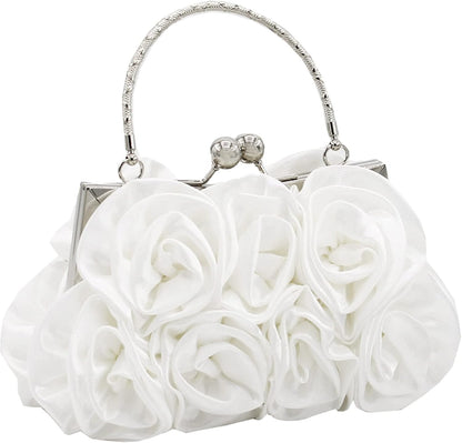 kilofly Missy K 7 Roses Clutch Purse, Satin, with Detachable Strap + kilofly Money Clip