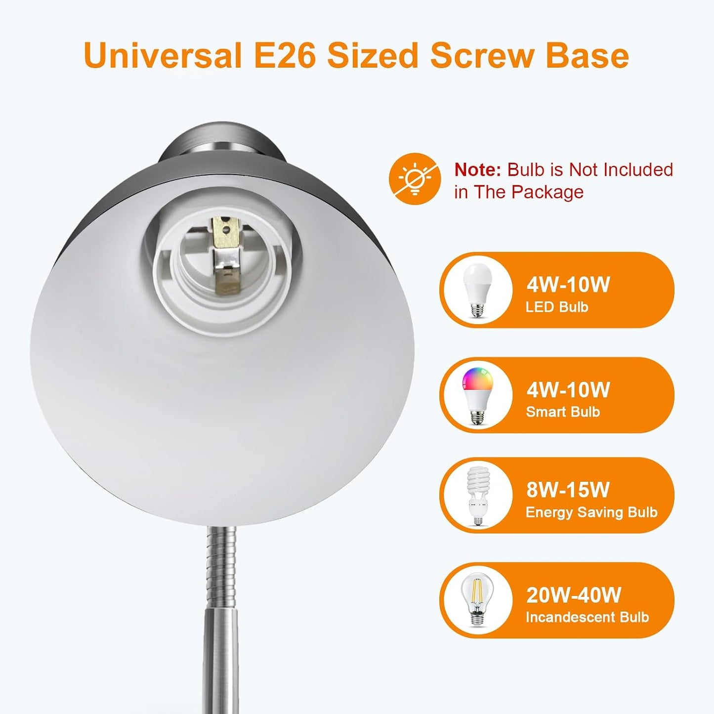 LEPOWER Metal Desk Lamp, Eye-Caring Table Lamp with Adjustable Goose Neck | Bedside Reading Light with Heat Dissipation Design for Bedroom, Home, Office, Dorm, Study, Back to School (Matte Black)