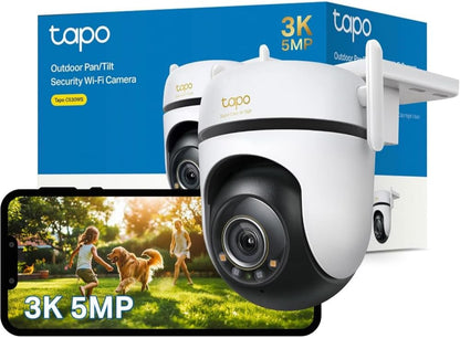 TP-Link Tapo 2K QHD Pan/Tilt Outdoor Wired Security Wi-Fi Camera, 360° Visual Coverage, Starlight Full-Color Night Vision Up to 98ft, Person/Pet/Venicle Detection,Physical Privacy Mode(Tapo C520WS)