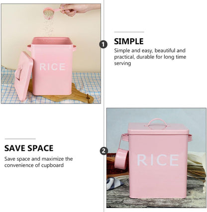Pink Iron PET Food Barrel with Lid, Airtight Storage Container