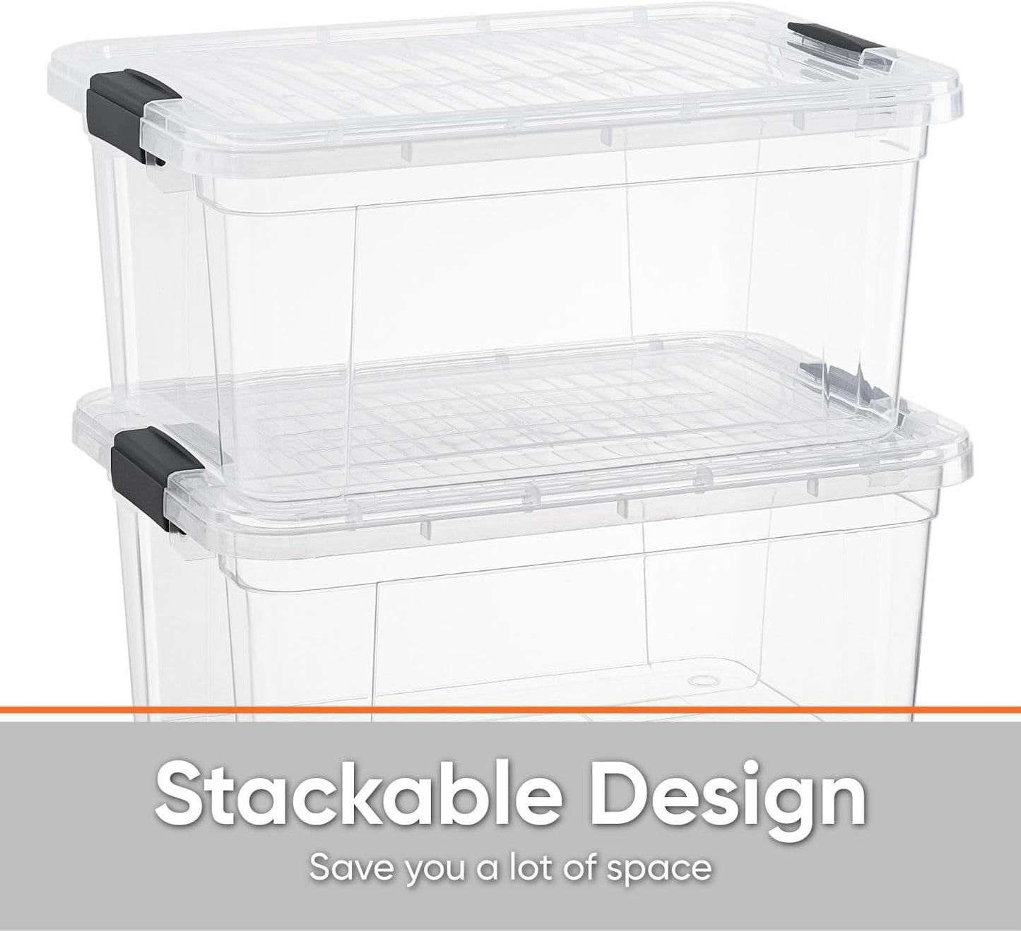 Superio Storage Bins with Lids- 3 Pack, 1.85 Qt Clear Boxes for Organizing, Stackable Plastic Containers- BPA Free, Non-Toxic, Odor Free, Organizer for Home, Office, Dorm