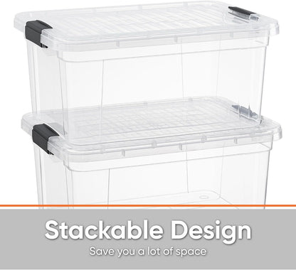 Superio Storage Bins with Lids- 3 Pack, 1.85 Qt Clear Boxes for Organizing, Stackable Plastic Containers- BPA Free, Non-Toxic, Odor Free, Organizer for Home, Office, Dorm